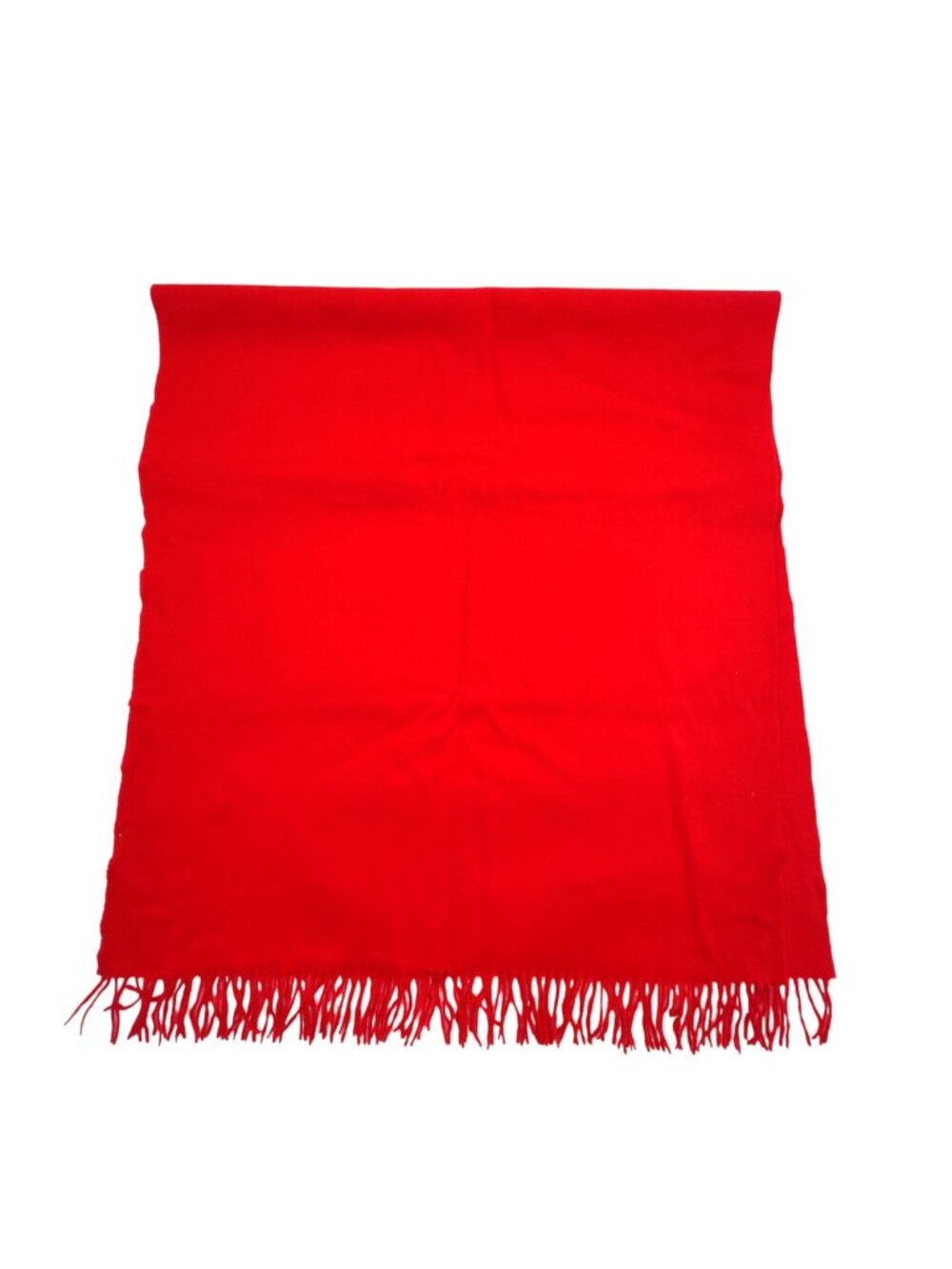 Hermes Logo Embroidery Large Cashmere Wool Red Scarf